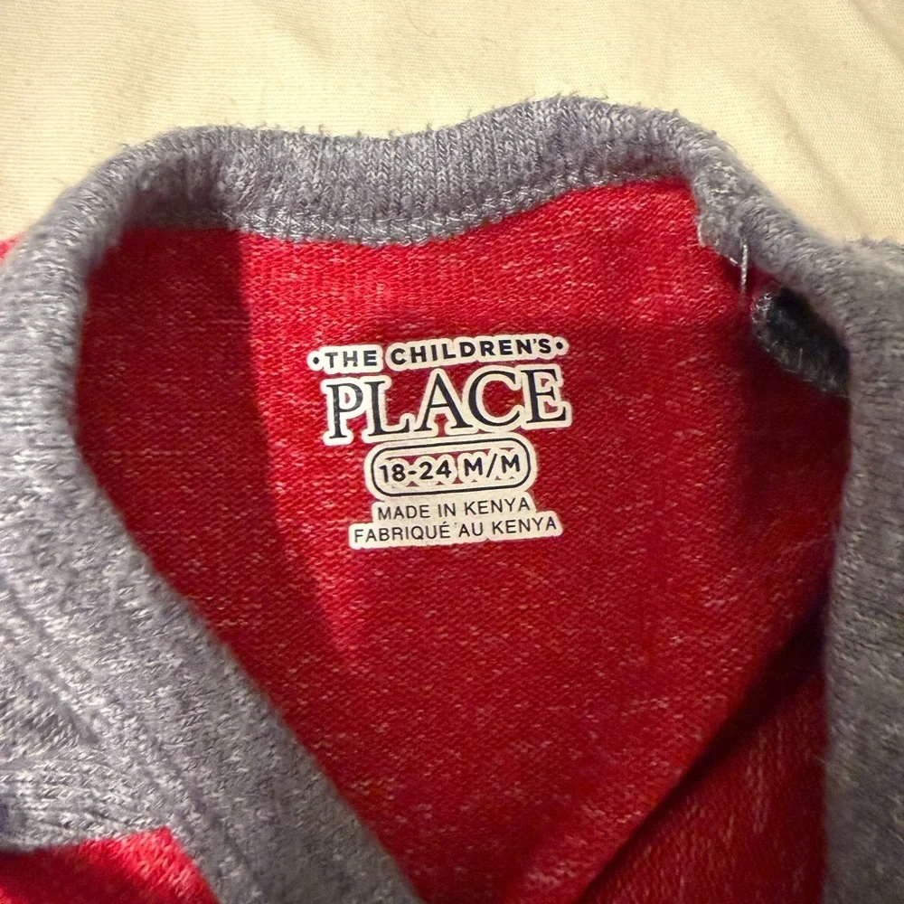The Children's Place Red and Gray Raglan Long Sleeve Tee